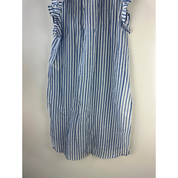 NWT Maeve Anthropologie Sleeveless Long Tunic Ruffle Button Striped Blue Small - Picture 10 of 16